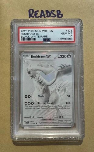 Reshiram EX 173/086 White Flare Hyper Rare Card English Edition PSA 10 GEM MT