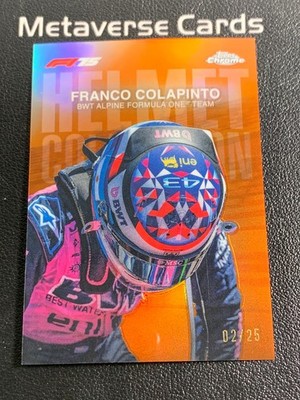2025 Topps Chrome Formula 1 F1 Franco Colapinto Helmet Collection Orange 02/25