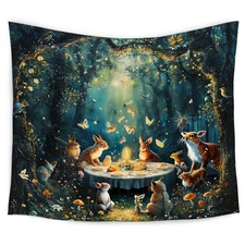 Enchanted Forest Tapestry, Fantasy Woods Tapestry Wall Hanging, Magical Wildf...
