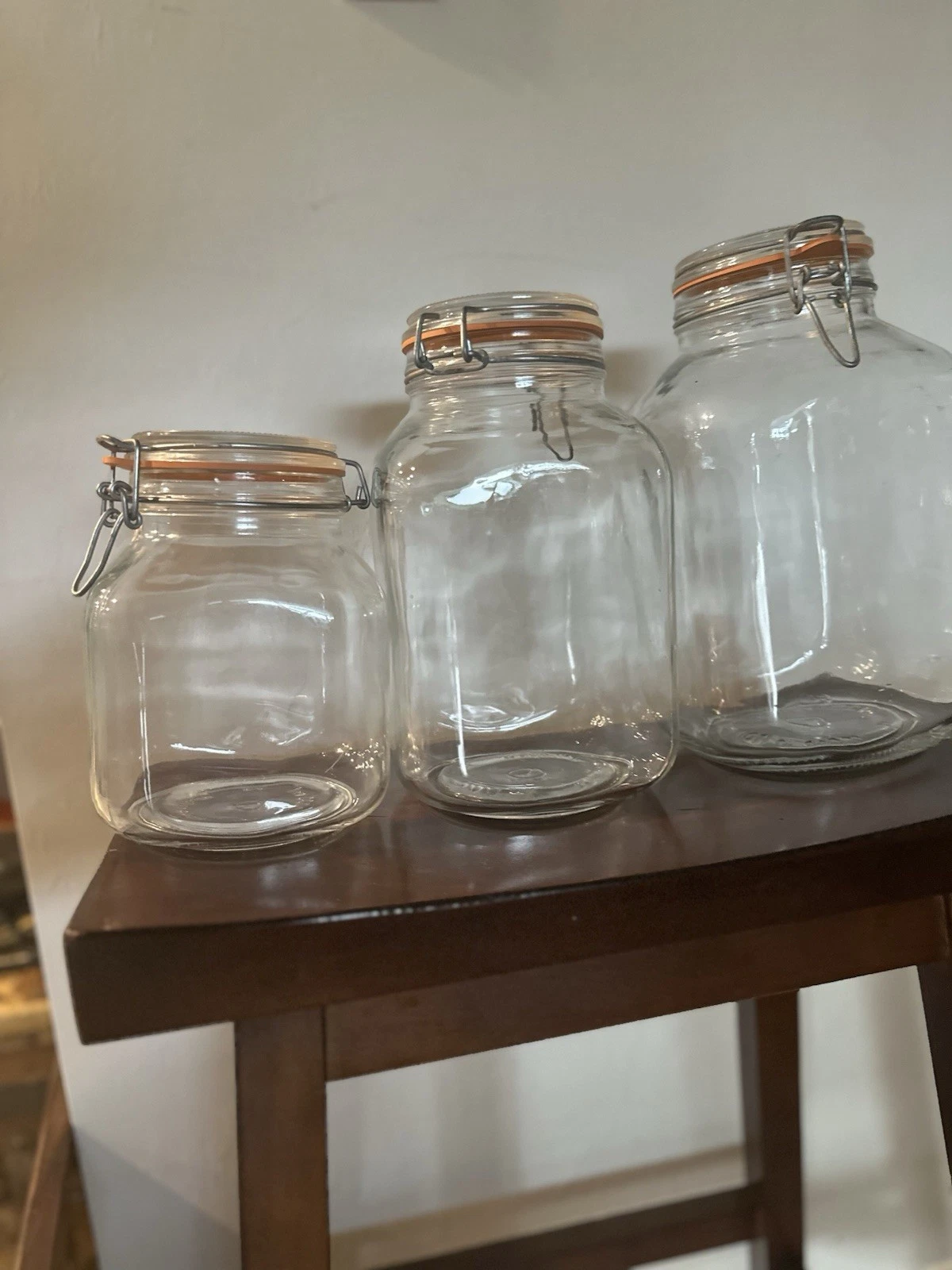 Italian Vintage Storage Glass Jars Set Of 3