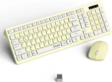Wireless Keyboard and Mouse Combo, Full Size Keyboard and Mouse - Canary Yellow