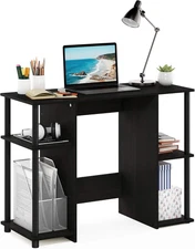 Computer Desk 40in Black with 4 Shelves Wood Table for Office Work Study Home