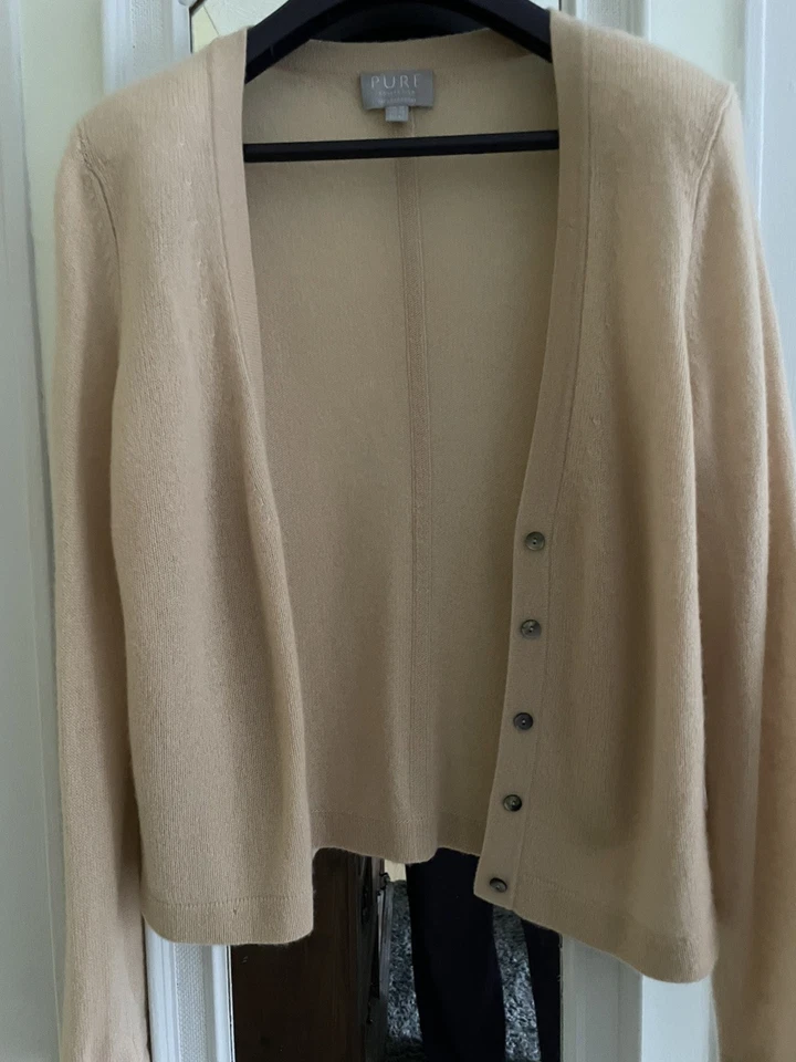 Pure Collection Beige V Neck Cashmere Cardigan 16 - Image 2 of 4