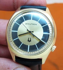 SERVICED ACCUTRON BULOVA 2180 14KT. GOLD FILLED TUNING FORK MEN's WATCH M7