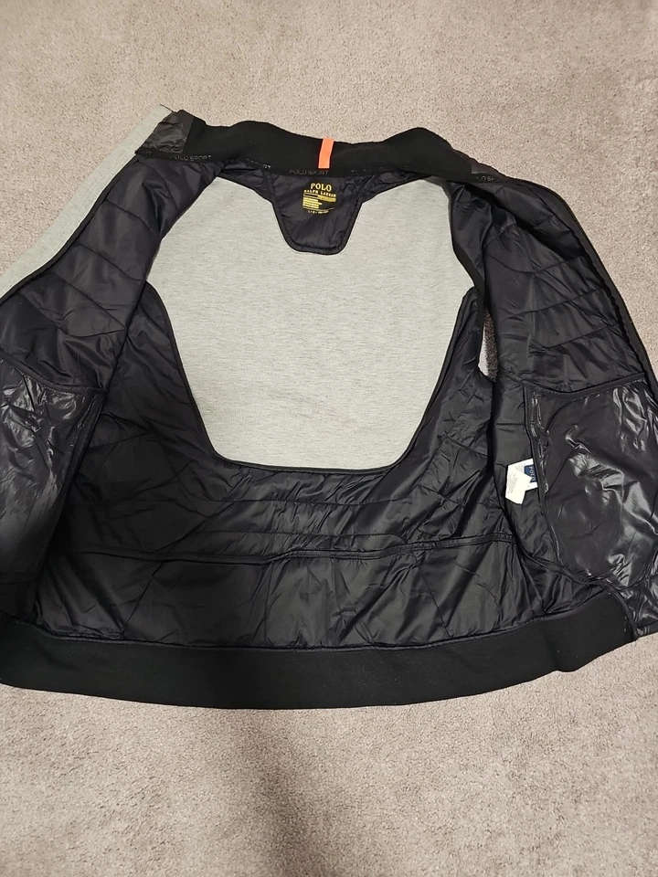 POLO RALPH LAUREN Mid Weight Quilted Vest Men Large Preowned Black/Gray - Image 4 of 4