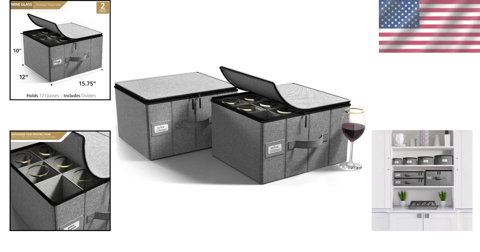 Caja de almacenamiento de copa de vino rígida premium para 12 vajilla - portátil y elegante Foto 2 de 4