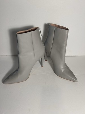 Steve Madden Halena Gray Leather Pointed Toe Stiletto Ankle Boots Size 10 M