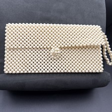 Vintage Clutch Made With Plastic Beads Purse Bag No Lining Sm Wrist Strap