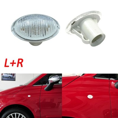 2x Side Indicators Clear Glass Turn Signal Fits Fiat 500 500C 500L | 2007-2021 Model