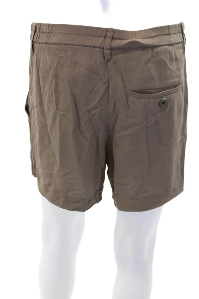 Brunello Cucinelli Womens Silk Elastic Waist Zip Fly Casual Shorts Brown Size 4 - Image 3 of 4
