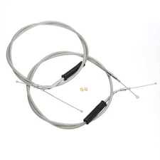 48.3" Stainless Steel Braided Extended Throttle and Idle Cable Kit for 2000-2...