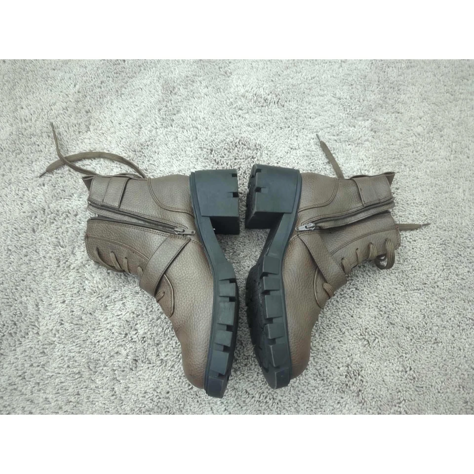 Botas Seychelles Para Mujer 11 Anchas Cuero Marrón Con Cordones Tacón Bloque Tobillo N36094W Foto 2 de 4