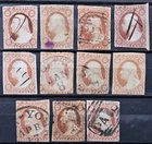 US Stamp Collection 1851-57 3c Washington Lot of 11 Used