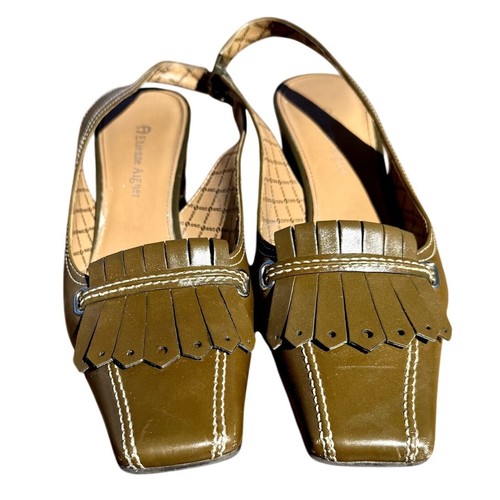 Etienne Aigner Eberhart Leather Slingback Square Toe Heels 7 - Picture 1 of 7