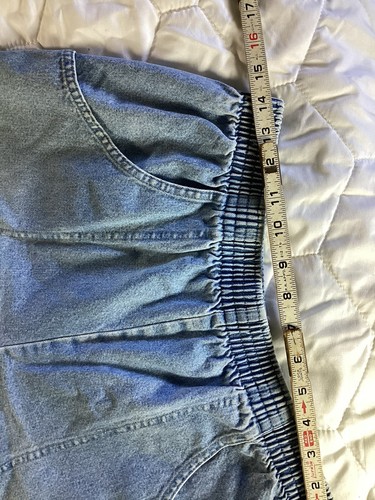 VTG Cascade Blue 12 short retro Mom jeans elastic stretch High waisted denim 90s - Picture 13 of 18