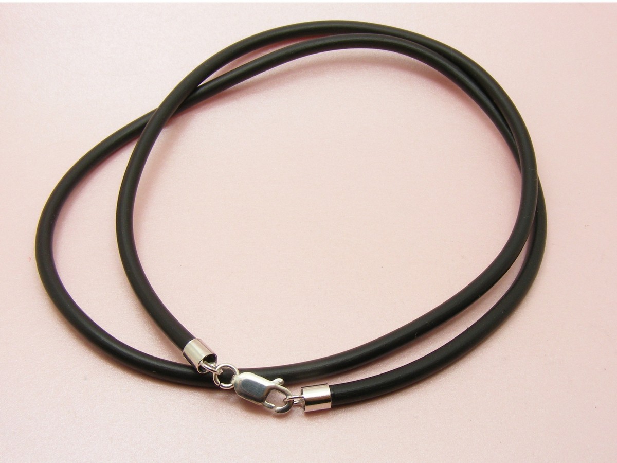 ~Custom Made~ 925 STERLING SILVER 2/3/4mm Silicon Rubber Choker NECKLACE  ++LONG