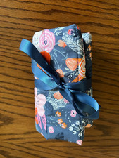 Floral Print w/ Blue Interior Handmade Crochet Hook Case 19" x 16" FREE SHIPPING