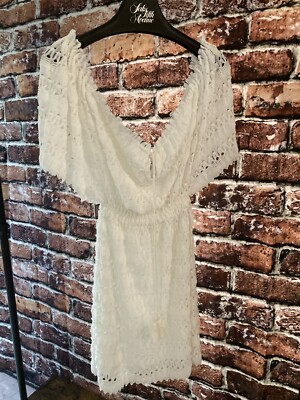 Max Studio White Lace Crochet Lined Boho Sheath Mini Summer Dress Small  *read* | eBay