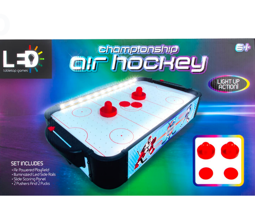 Air Hockey Tabletop Game Portable For Kids Adults LED Sides 2 Pucks 2 Pushers - Picture 3 of 6