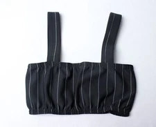 Kelle Girl's Culture Club Pinstripe Wide Strap Bandeau Top EJ3 Black Medium