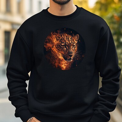 Leopard in Flammen Sweatshirt Kuschelig und Perfekt für jeden Anlass S bis 4XL