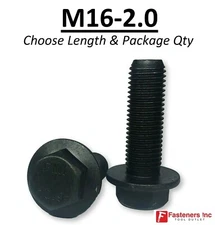 (Choose Length & Qty's) M16-2.0 Grade 10.9 Metric Flange Bolts Black Phos & Oil