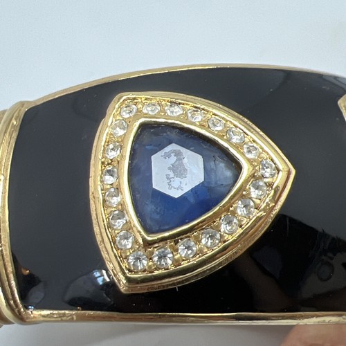 Vintage Christian Dior Gripoix Bangle Bracelet Multicolor Gemstones Black Enamel - Picture 7 of 15