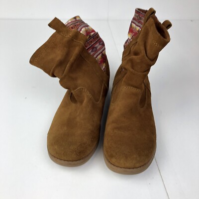TOMS Suede Aztec Brown Ankle Calf Boots Women s  Size 3.5 US
