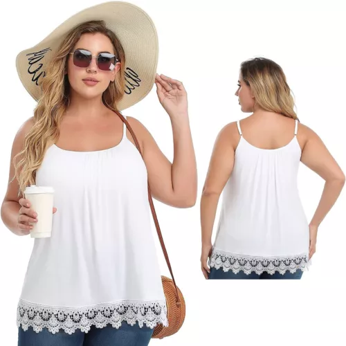 S-4XL Camisole with Built in Bra Plus Size Tunic Tops Womens Loose Cami Blouses - Picture 6 of 41