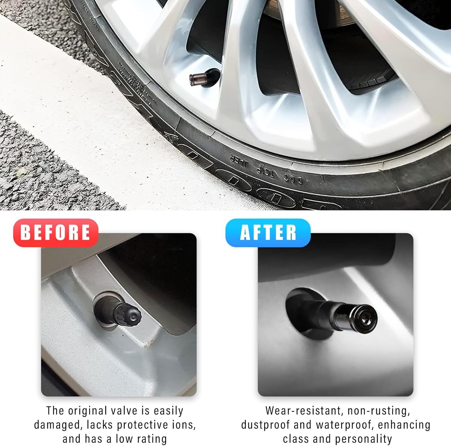 4PCS Locking Car Tire Valve Stems Caps Anti-Theft Auto Wheel Valve Stem Covers