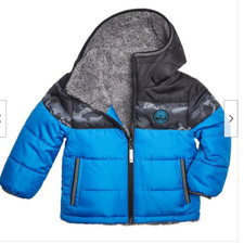 GERRY BOYS REVERSIBLE HOODED TO SOFT FAUX FUR OCEAN BLUE 4T NWT