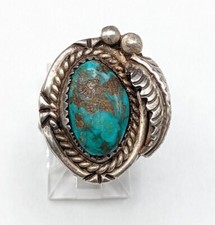 Sterling Silver Native American Navajo Vintage Turquoise Ring Size 5