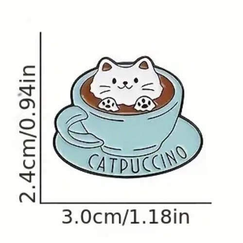 Happy Cat with Sweet Paws Poking Up From Rich “Catpuccino”. Nicely Detailed Pin. - Picture 6 of 6