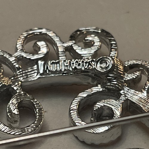 Vintage Sarah Coventry Silver Tone Spiral Brooch Costume Jewelry 2” Estate Piece - Picture 5 of 5