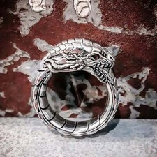 Fabulous Exotic Mythical Dragon Design Men's 925 Sterling Silver Unique Band