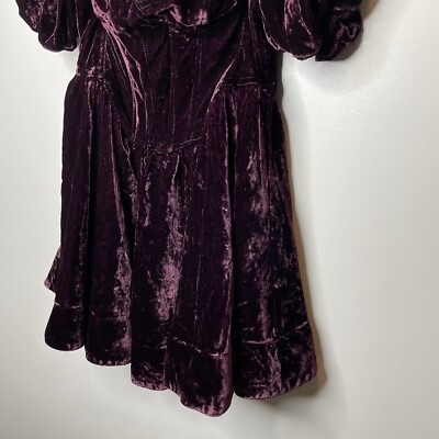 BARDOT Mini Dress Women 6 Velour Corset Bodice Burgundy Red Puff Sleeve |  eBay