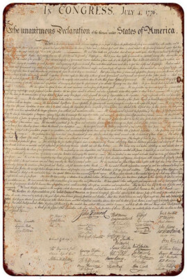 Metal Sign Declaration of Independence Vintage Look 8 x 12