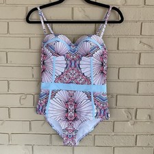 MODCLOTH High Dive Art Deco Women's One Piece Swimsuit Size Small S Beach