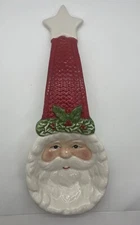 Christmas Winter Ceramic 10in  Santa Spoon Rest Holiday Kitchen