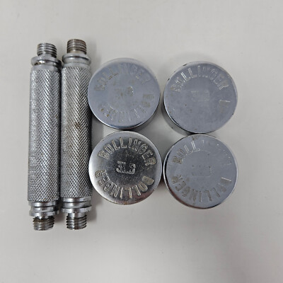 Vintage Bollinger Silver Chrome Pair 3lb Pound Dumbbells With Screw On Weights