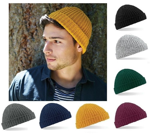 Da Uomo Trawler Beanie Cappello di lana a costine con risvolto Pescatore  Beanie Cappelli | eBay