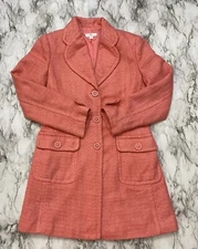 Apt 9 Womens Jacket Coat Size 6 Salmon Pink Pockets Lined Long Sleeve