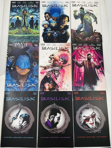 LOT OF 9 BASILISK #1,2,3 RUN + VARIANTS + 3RD PRINT VARIANTS BOOM 2021 BUNN NM