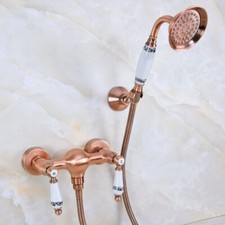 Antique Red Copper Bathroom Faucet Mixer Tap with Hand Held Shower set fna301