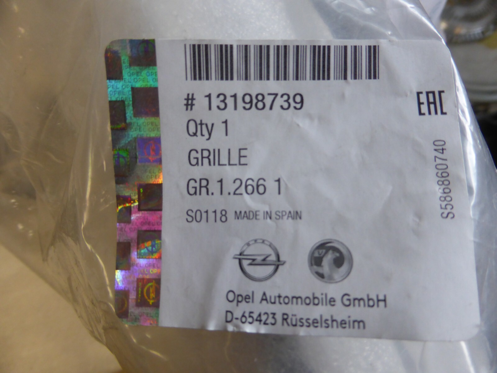 Genuine Vauxhall MERIVA a Mk1 Front Bumper Grille Cover Trim  