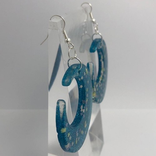 Large crescent moon earrings, Star Glitte , Acrylic Earrings - Picture 51 of 60