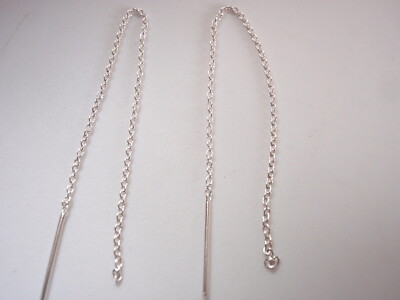 Schlichte Basic Einfädler 925 Sterling Silber Ohrringe 