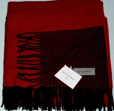 Sferra Renna Merlot 100% Cashmere Throw Blanket Fringed Double Faced 50x70'' New