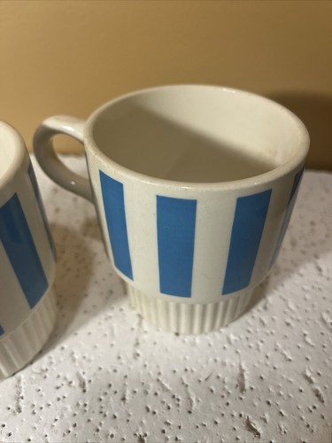 Two (2) McCoy Blue Striped Stackable Mugs - USA - Picture 3 of 7