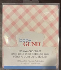Baby Gund Sateen Crib Sheet Soft 100 Premium Cotton Pink White Checked NEW